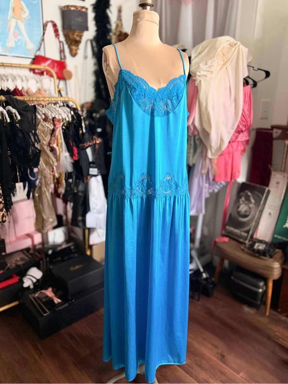Vintage Blue Drop Waist Nightgown